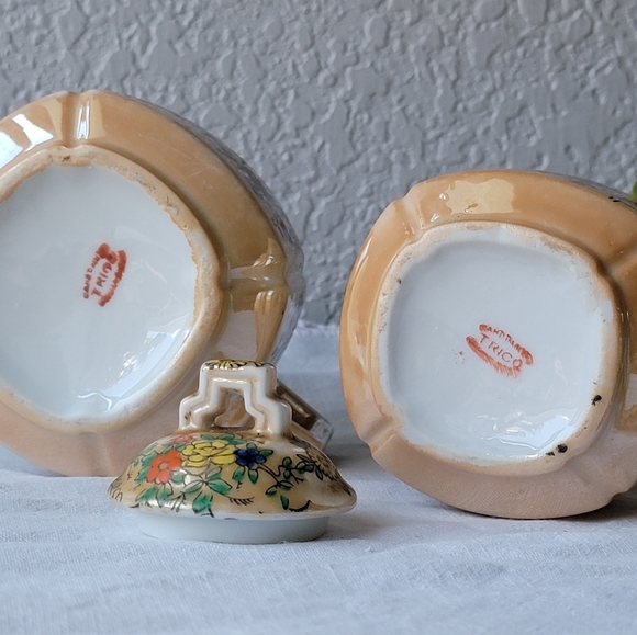 Vintage Trico lusterware creamer and sugar set hand painted Japan - Picture 7 of 8